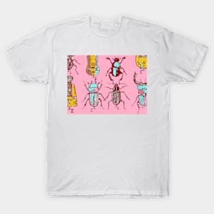 Eight Hurdy-Gurdy Beetles Pink T-Shirt